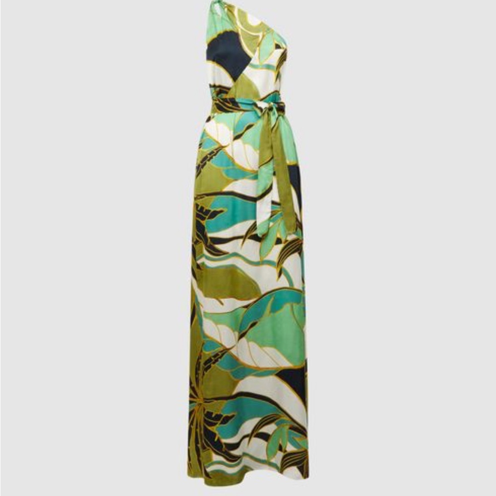 Reiss Tina Jungle One-Shoulder Maxi Dress
